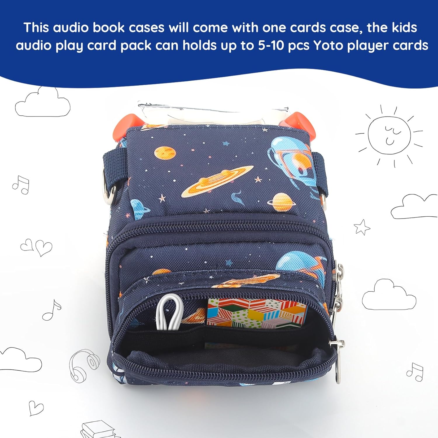 Taladad Carrying Case Compatible with Yoto Card Holder ,Storage Bag Case for Yoto Player 2nd/3rd Kids Speaker Audio Plays Audiobook Cards Radio and Card Case Hold (Blue)