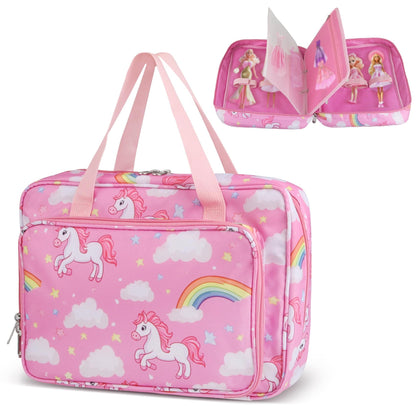 Doll Carrying Case – Rainbow | Holds 6 Dolls & Accessories with Secure Straps