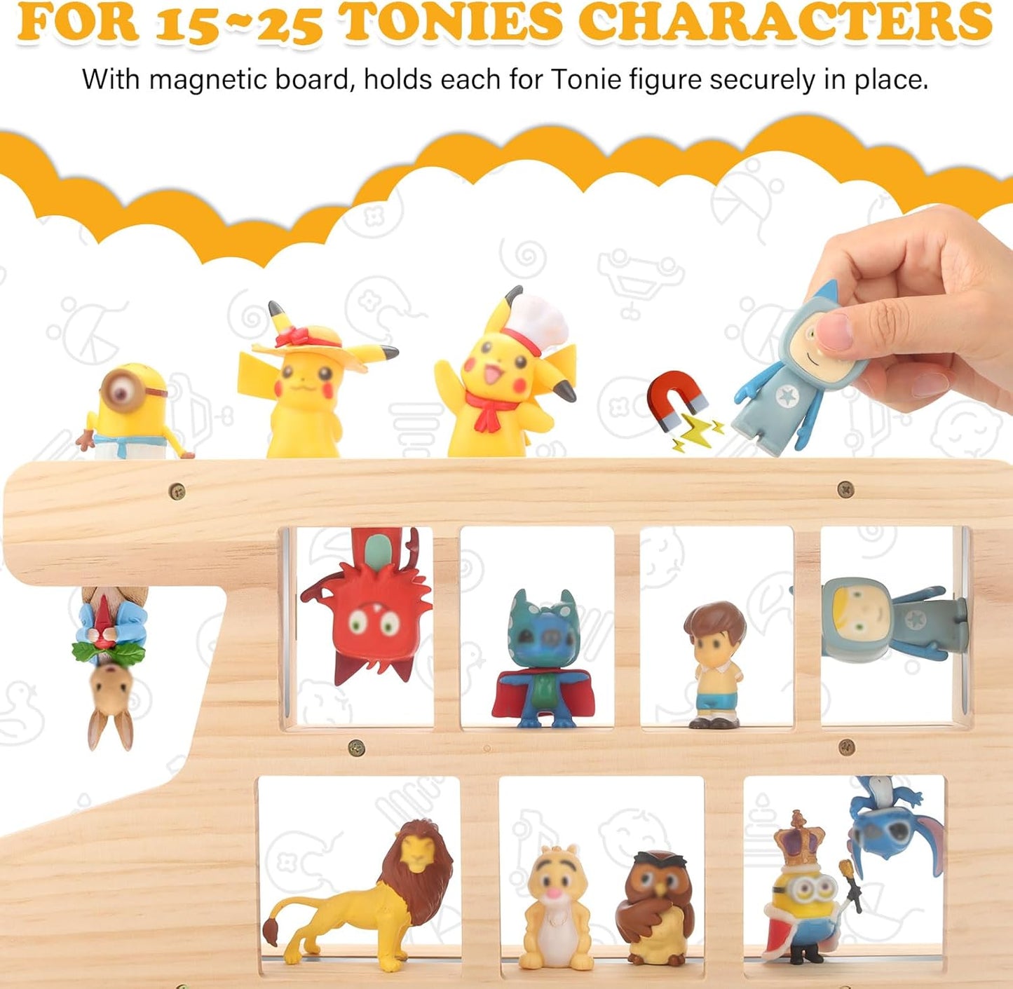 Compatible with Tonies Wooden Bus Shelf – Wall Mounted, Holds 15–25 Figures