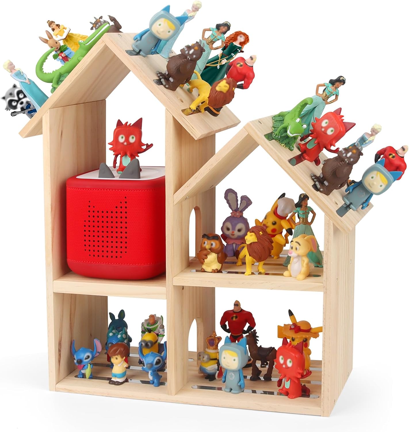 Compatible with Tonies Large 4-Room Loft House – Wooden Magnetic Display Shelf, Wall Mounted & Tabletop