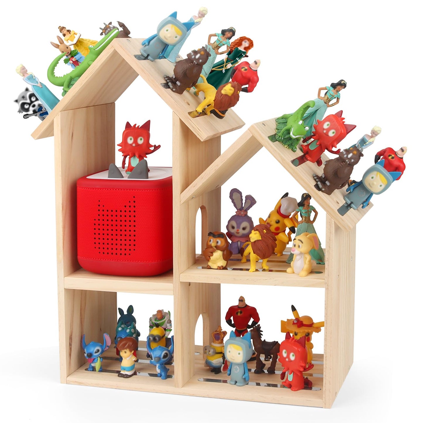 Compatible with Tonies Large 4-Room Loft House – Wooden Magnetic Display Shelf, Wall Mounted & Tabletop