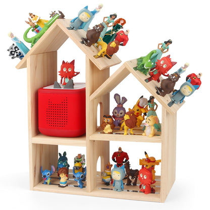 Compatible with Tonies Large 4-Room Loft House – Wooden Magnetic Display Shelf, Wall Mounted & Tabletop