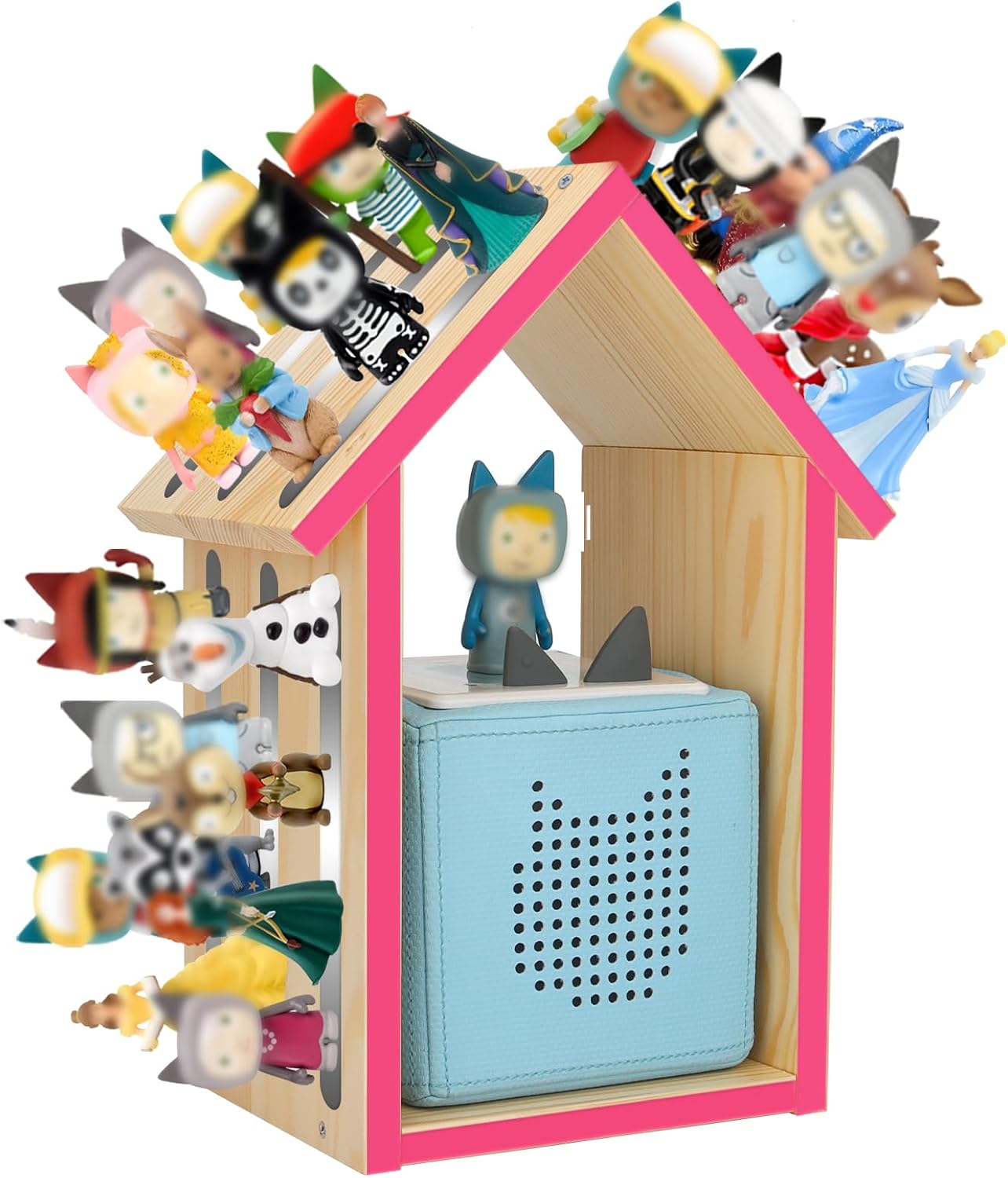 for Tonie Shelf,Tonies Storage for Creative Tonie Box 1 Toniebox 2 Magnetic Shelf for Tonie Figures,Characters,Wooden for Kids (Natural)