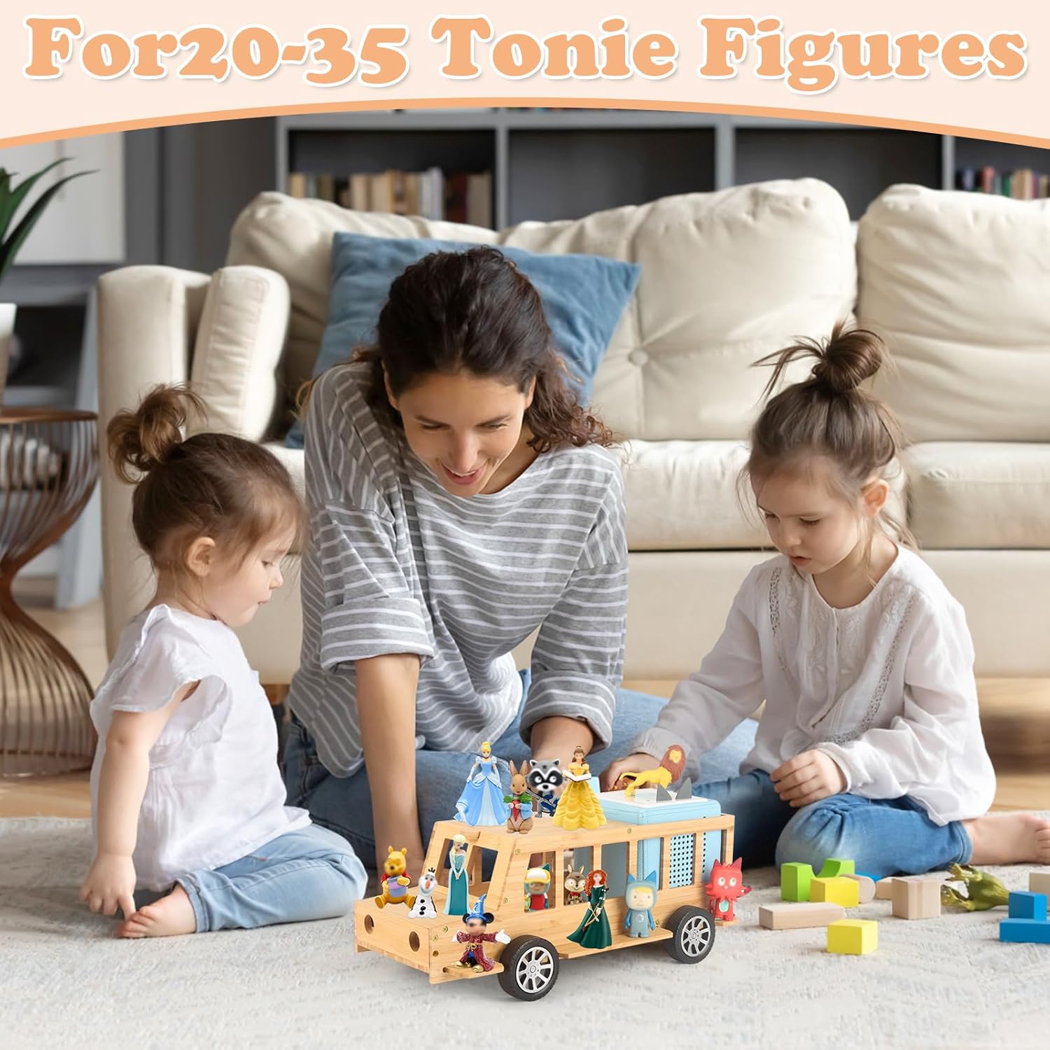 Shelf for Tonie Figures Characters Storage with 35Pcs Adhesive Metal Plate for Creative TonieBox 2/1 Magnetic for Wooden Shelf for Kids