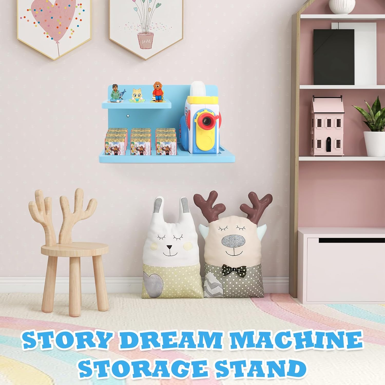 Wall Shelf Compatible with Little Tikes for Story Dream Machine Books Starter Set, for Little Tikes for Storytime Audio Play Real for Littles Character Storage Floating Shelves Blue (Blue)