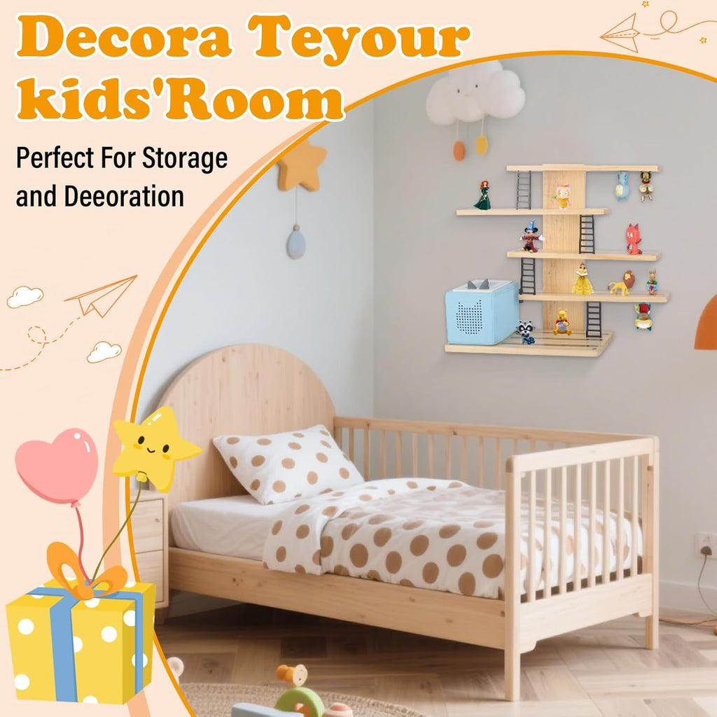 for Tonie Box Shelf,Tonies Storage for Creative Tonies Magnetic Wall Shelf for Toniebox Tonie Figures,15-40 Characters,Wooden Hanging Shelf for Kids