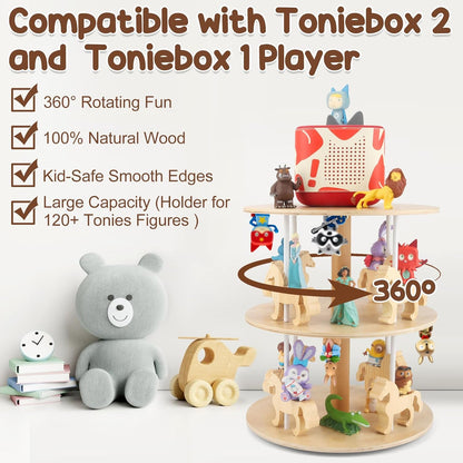 360° drehbares Tonie-Regal – Karussell | 3 Ebenen, für über 120 Figuren, inklusive 50 Metallplättchen