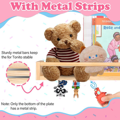 Kompatibel mit Tonies Holz-Bücherregal – Natur, Wandmontage, fasst 20–30 Figuren