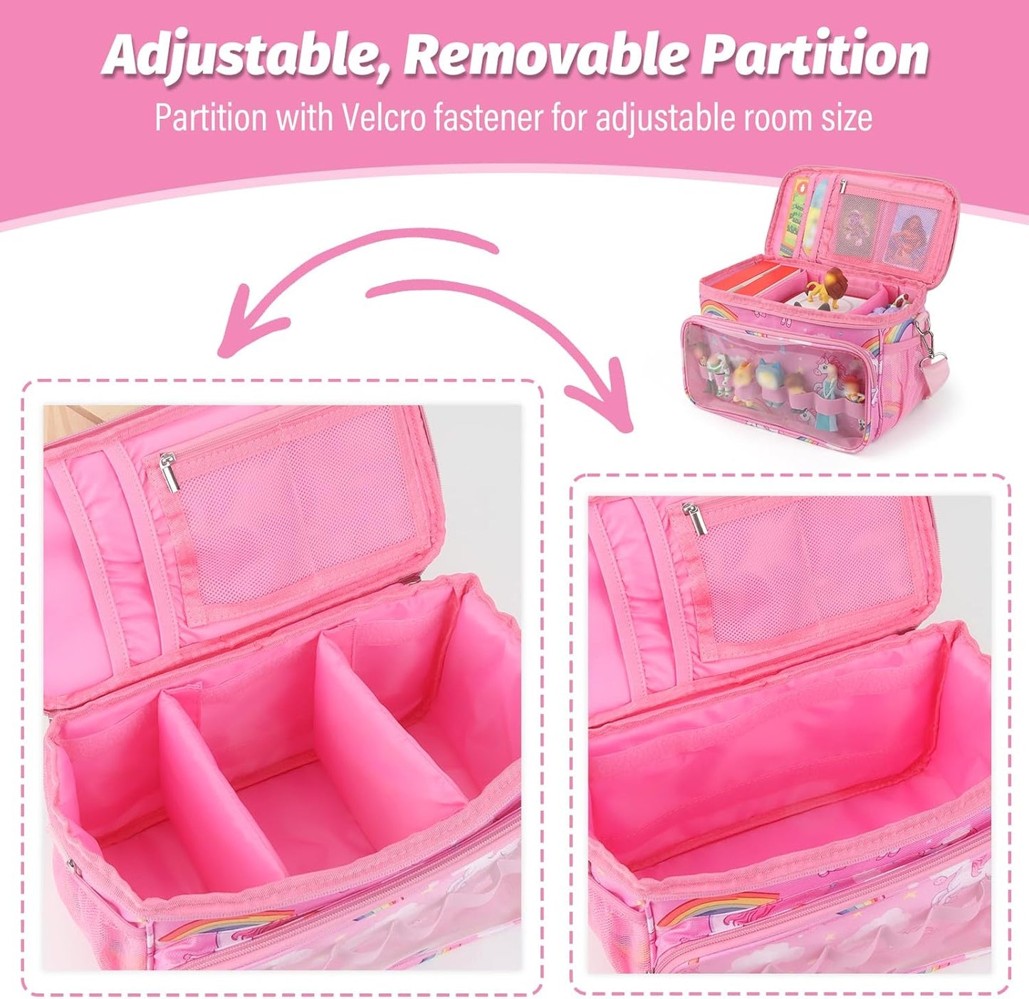 Kompatibel mit Tonies Tragetasche – Schutzhülle mit verstellbaren Trennwänden, Pink