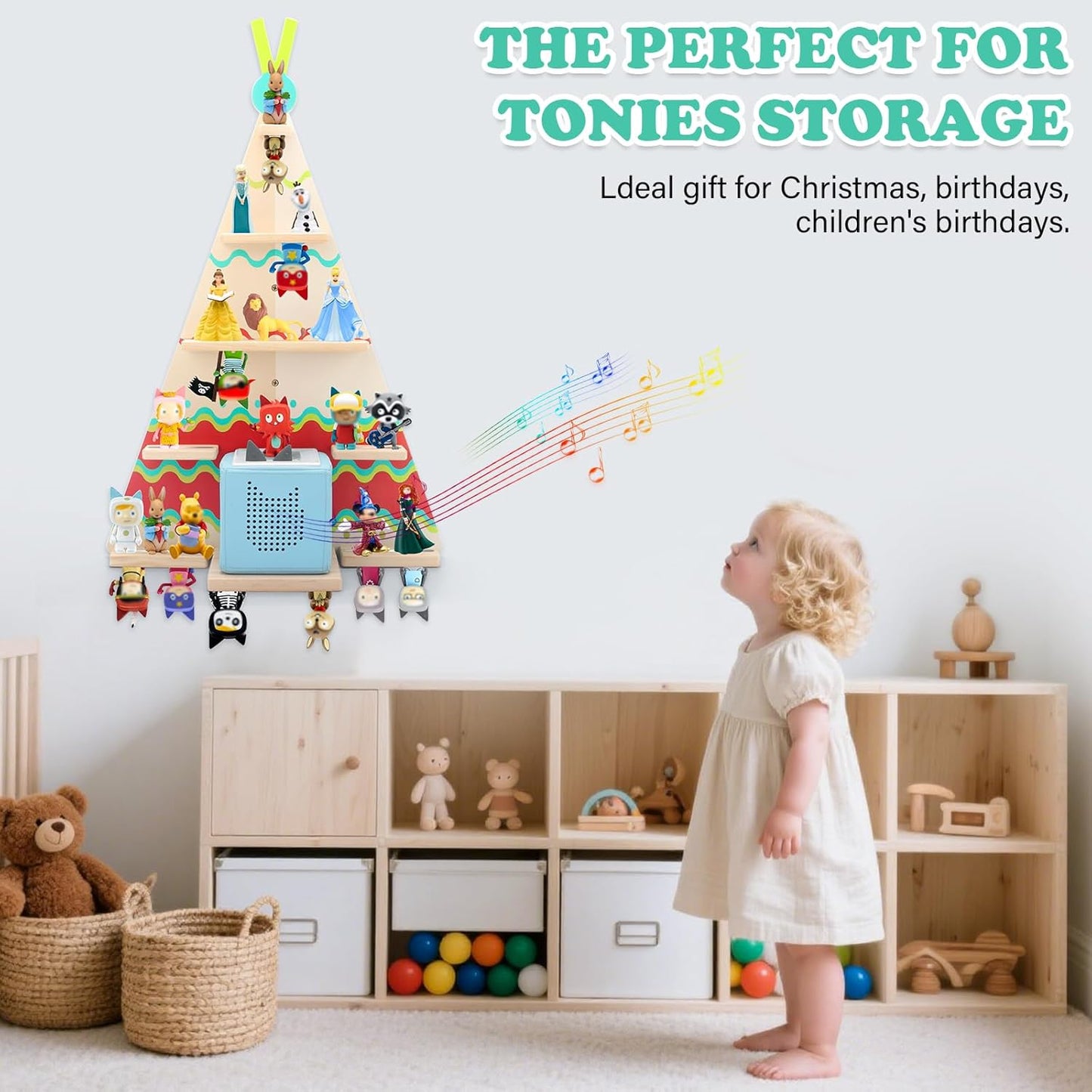 Kompatibel mit Tonies Holzregal Zelt – Wandmontage, hält 30–40 Figuren