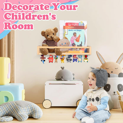 Kompatibel mit Tonies Holz-Bücherregal – Natur, Wandmontage, fasst 20–30 Figuren