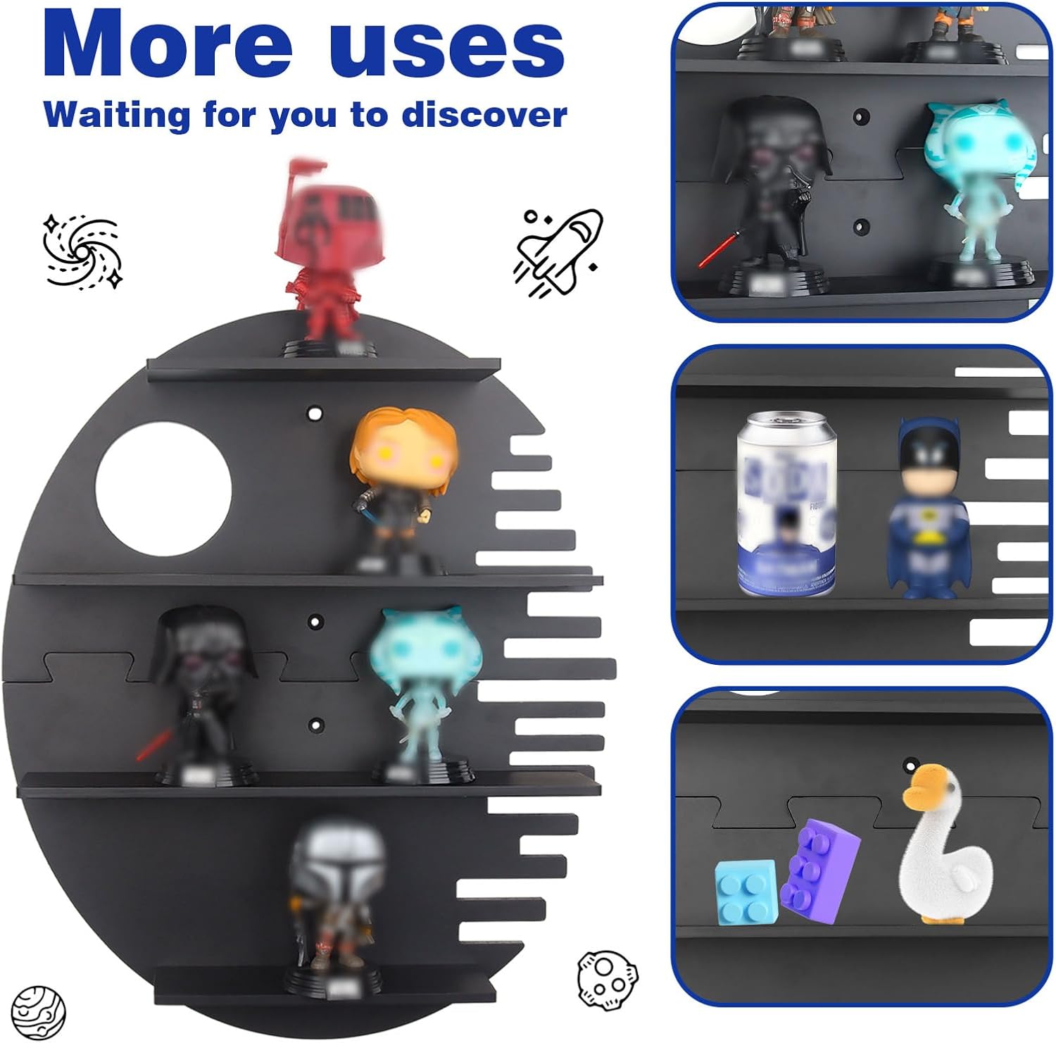 for Funko POP Star Wars Display Shelf, Floating Shelves Wood Wall Storage Organizer, Display Shelf for Mini Funko Pop Figures Toys Rock Decor