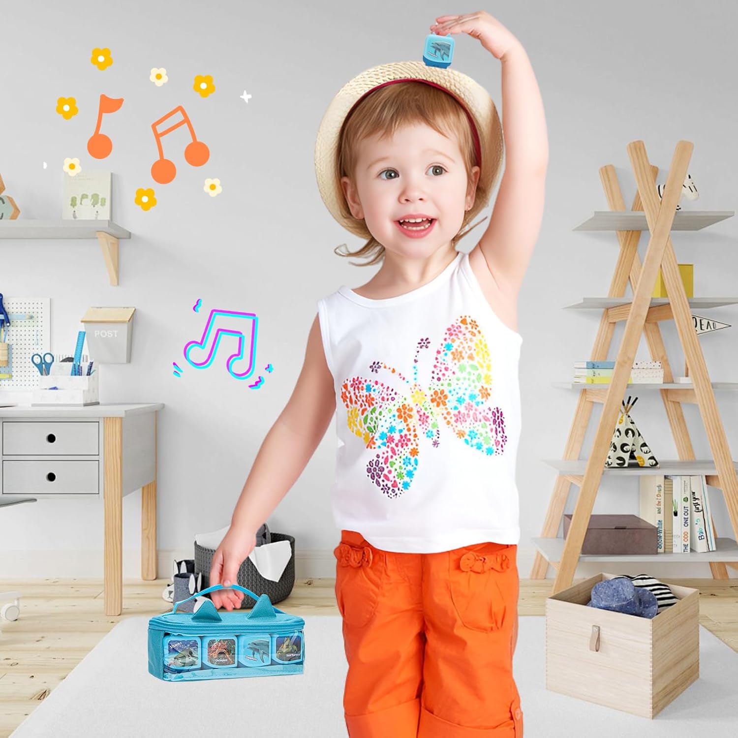 Carrying Case Compatible with Toniebox, Tonis Case Bag for Tonie Figures Characters,Tonies Marine Life Clever Set, Bag for 4-16 Tonie Characters, Storage Bag with Handle Bar(Blue)