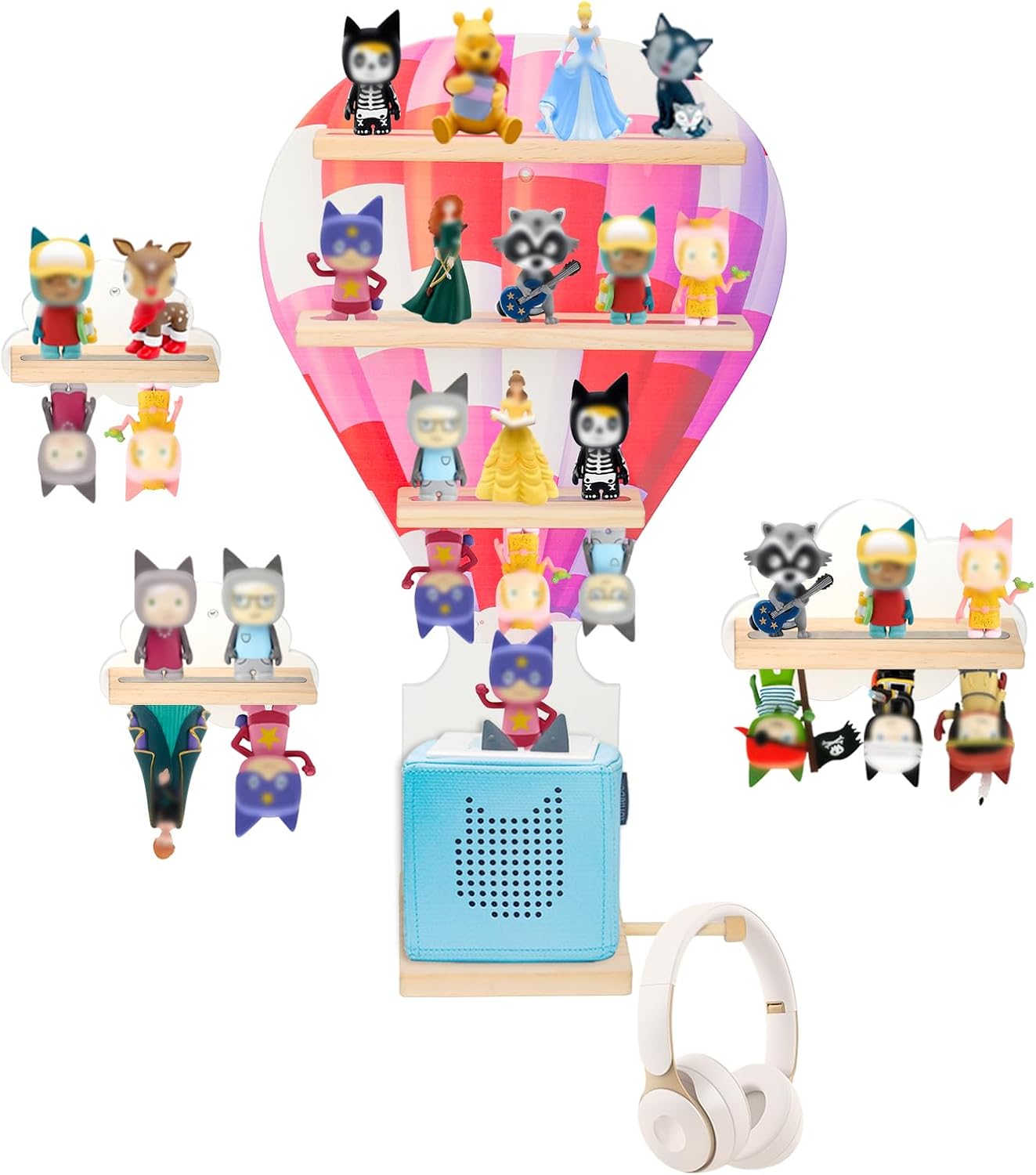 Shelf Wall Mount for Toniebox Tonie Figures Character,Star Magnetic Wooden Shelf Compatible with Tonie Audio Toniebox Starter Set