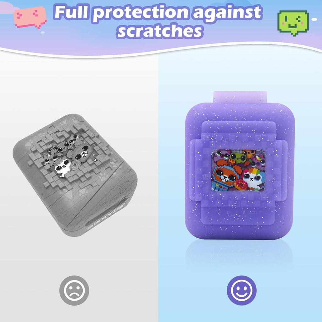 Silicone Cover Case for Bitzee Interactive Toy Digital Pet With Lanyard, Protective Holder Skin for Virtual Electronic Pets for Girls & Boys (Purple)