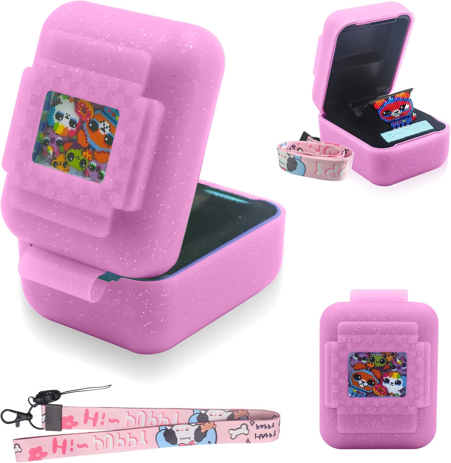 Silicone Cover Case for Bitzee Interactive Toy Digital Pet With Lanyard, Protective Holder Skin for Virtual Electronic Pets for Girls & Boys (Purple)