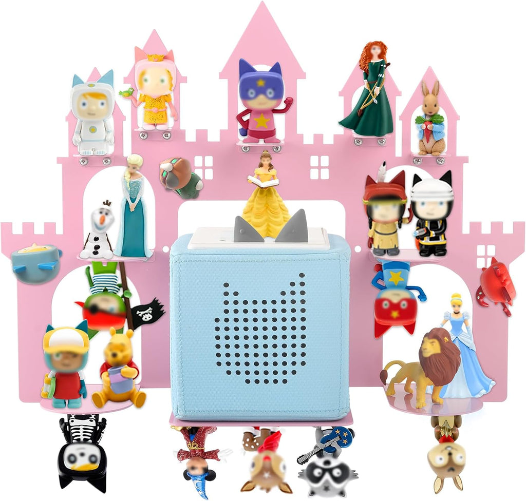 for Toniebox 2/1 Tonie Shelf Wall Mounted Set,Tonies Figures Tonies Storage,Magnetic Floating Shelves Compatible with Tonie Box Player Character for Kids Room Castle