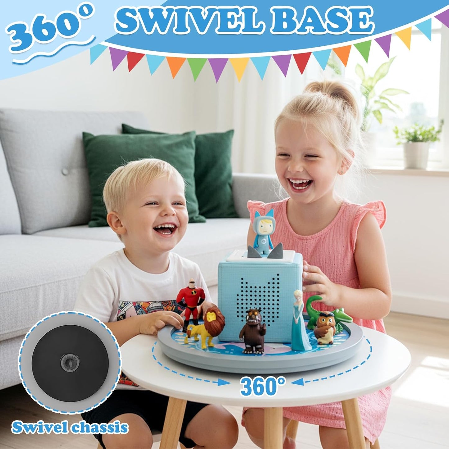 Kompatibel mit Tonies 360° drehbares magnetisches Präsentationsregal – Ozean-Thema, inklusive Angelspiel-Zubehör