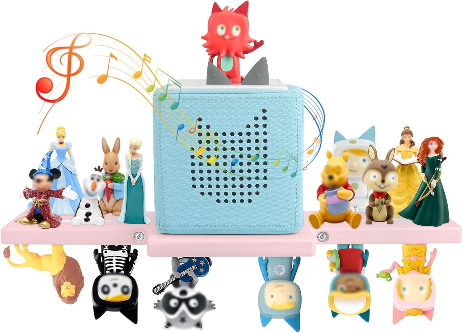 for Tonie Shelf,Tonies Storage for Toniebox 2/1,Tonies Magnetic Wall Shelf for Tonie Figures Characters,Wooden Hanging Shelf for Kids (Grey)