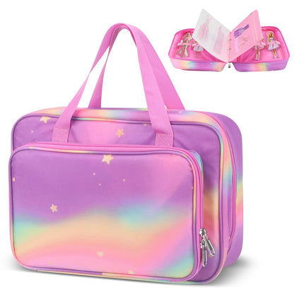 Doll Carrying Case – Rainbow | Holds 6 Dolls & Accessories with Secure Straps
