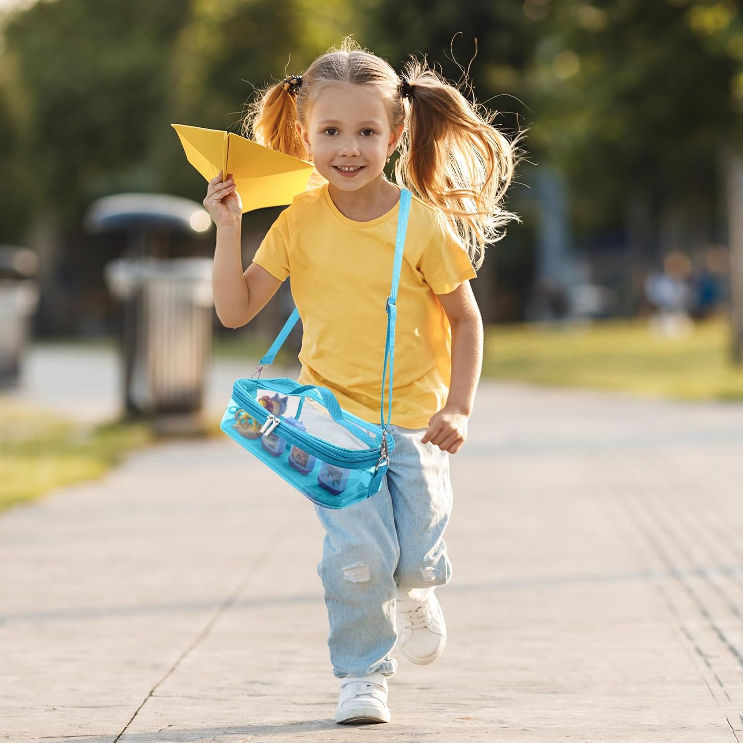Carrying Case for Tonie Figures,Transparent Carrying Bag,Portable Storage Bag with Magnetic Base for 20-30 Tonie box Figures Characte Organizer (Blue)