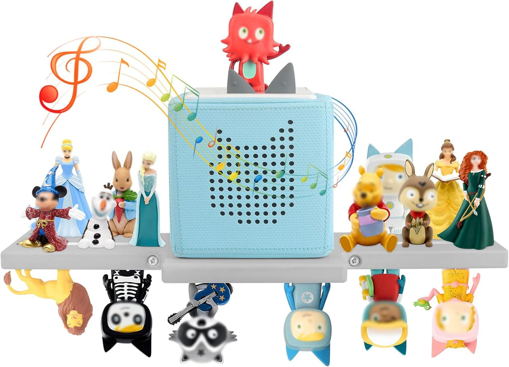 for Tonie Shelf,Tonies Storage for Toniebox 2/1,Tonies Magnetic Wall Shelf for Tonie Figures Characters,Wooden Hanging Shelf for Kids (Grey)