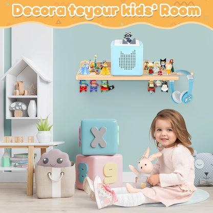 Magnetisches Holz Tonie-Regal – Natur | Wandmontage für Toniebox 1 & 2, fasst 12–35 Figuren