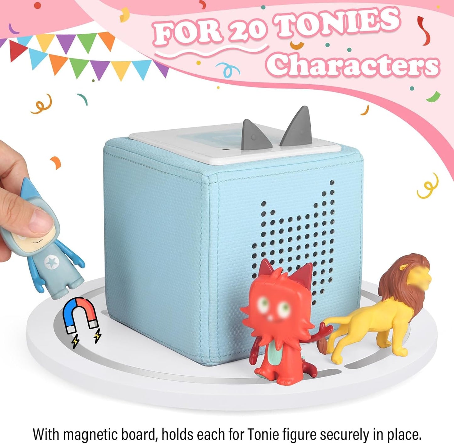 Compatible with Tonies 360° Rotating Display Shelf – White, Holds 10–15 Figures