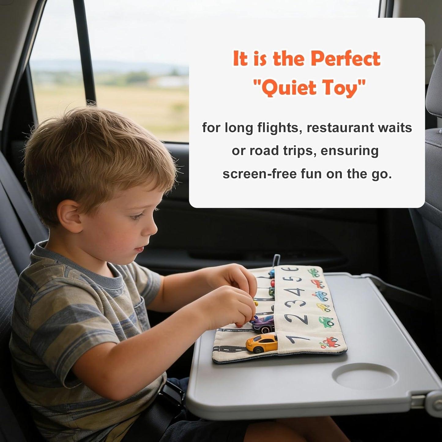 Portable Toy Car Storage Roll & Play Mat – Travel Carrier for 6 Small Cars