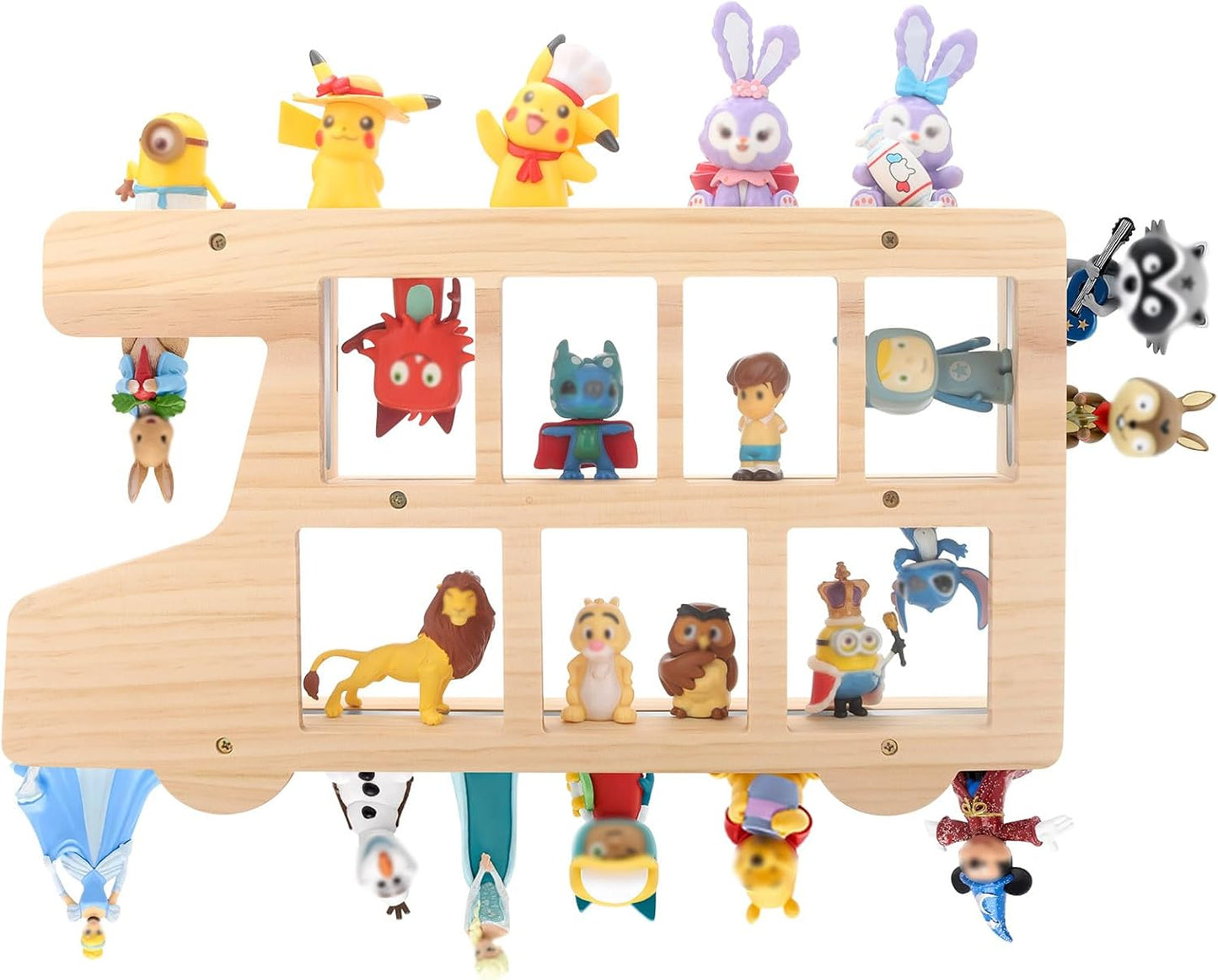 Compatible with Tonies Wooden Bus Shelf – Wall Mounted, Holds 15–25 Figures
