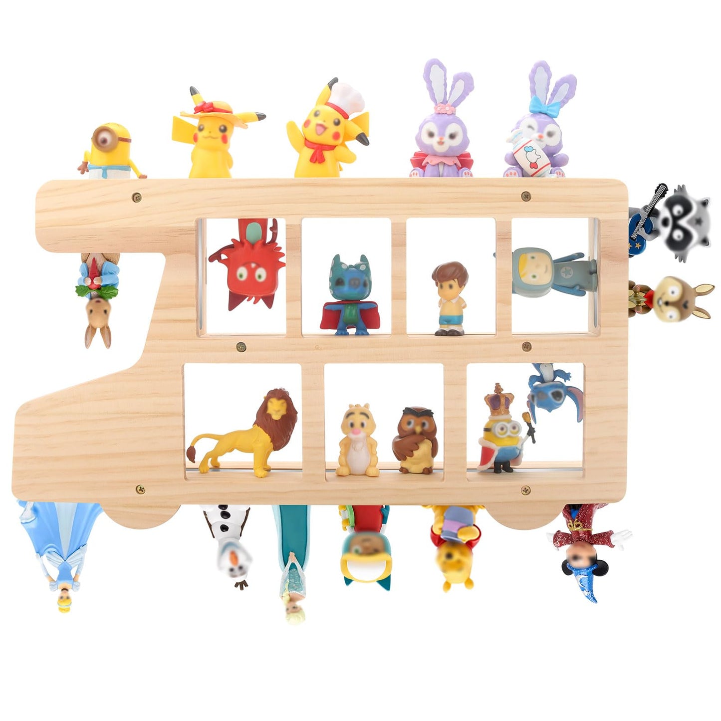 Compatible with Tonies Wooden Bus Shelf – Wall Mounted, Holds 15–25 Figures