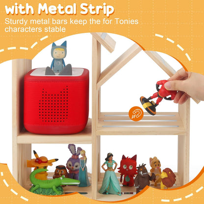 Compatible with Tonies Large 4-Room Loft House – Wooden Magnetic Display Shelf, Wall Mounted & Tabletop