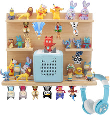 Kompatibel mit Tonies 3-stöckiges Holz-Präsentationsregal – Wandmontage, fasst 20–30 Figuren