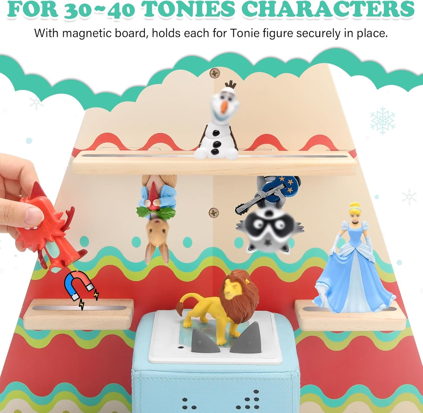 Kompatibel mit Tonies Holzregal Zelt – Wandmontage, hält 30–40 Figuren