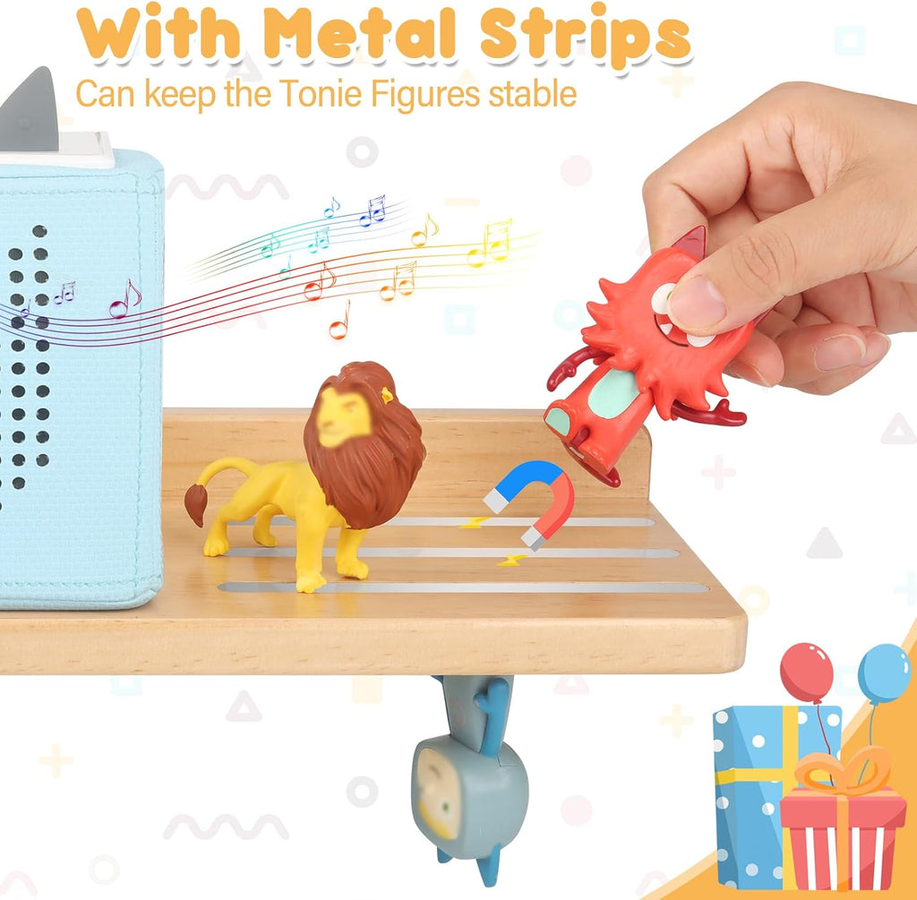 for Tonie Shelf,Tonies Storage for Creative Toniebox 2/1 Magnetic Wall Shelf for Tonie Figures Characters,Hanging Shelf for Kids (Natural)