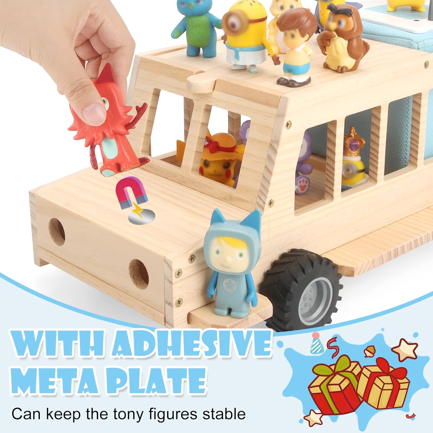 Shelf for Tonie Figures Characters Storage with 35Pcs Adhesive Metal Plate for Toniebox 2 and Tonie Box 1