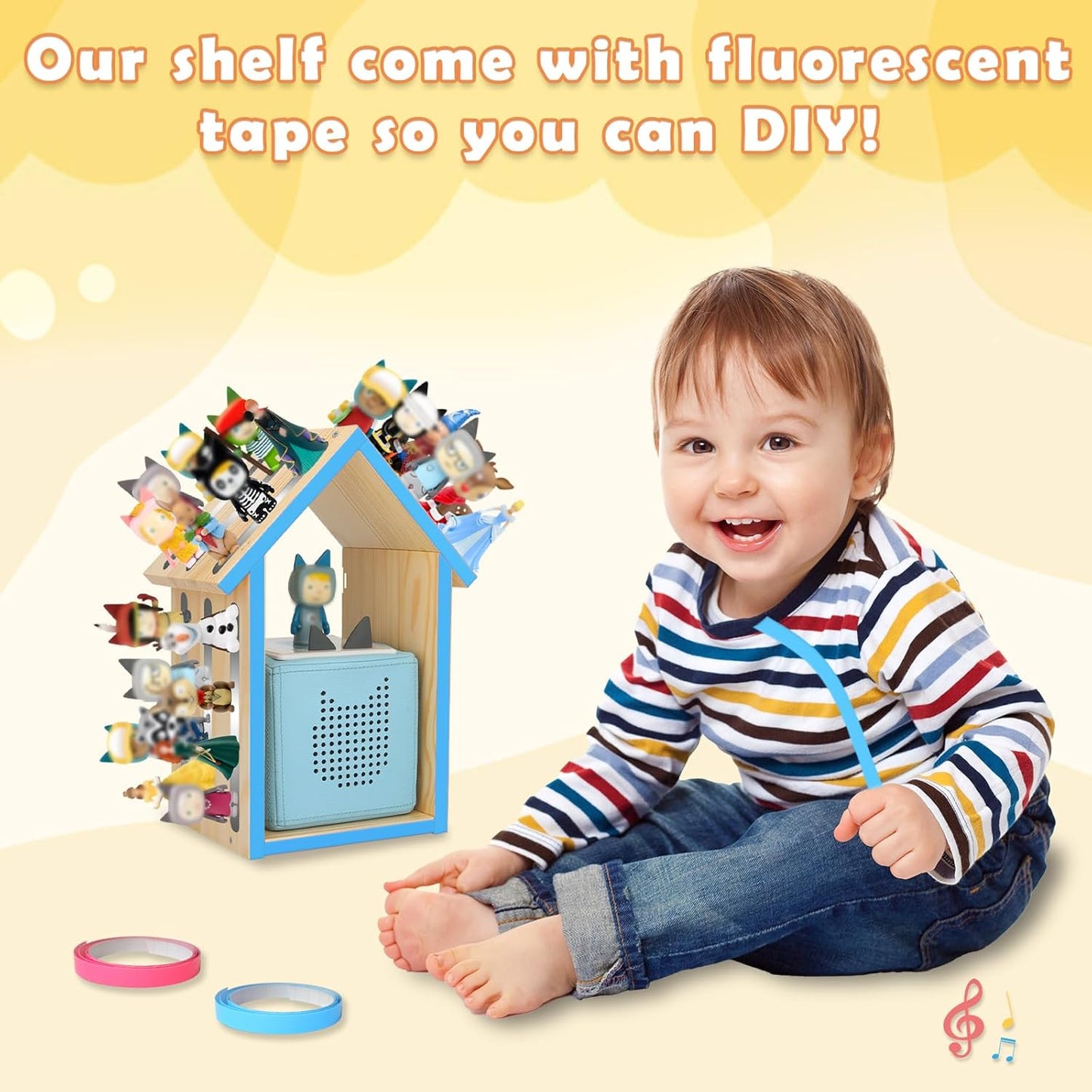 Hölzernes magnetisches Regal für Tonies – Natur | Passend für Hörfiguren-Player 1 & 2