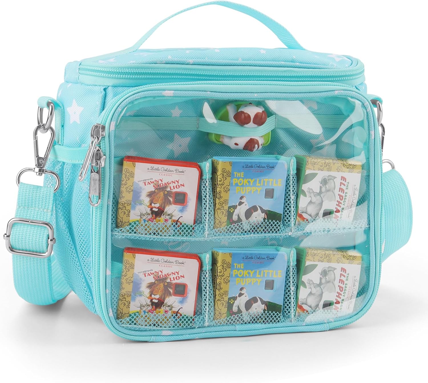 Carrying Case Compatible with Little Tikes Story Dream Machine Books Starter Set,Portable Storage Bag with Handle and Shoulder Strap for Storytime,Little Golden Book,Little Puppy Character (Blue)