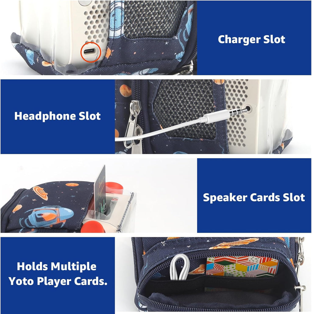 Taladad Carrying Case Compatible with Yoto Card Holder ,Storage Bag Case for Yoto Player 2nd/3rd Kids Speaker Audio Plays Audiobook Cards Radio and Card Case Hold (Blue)