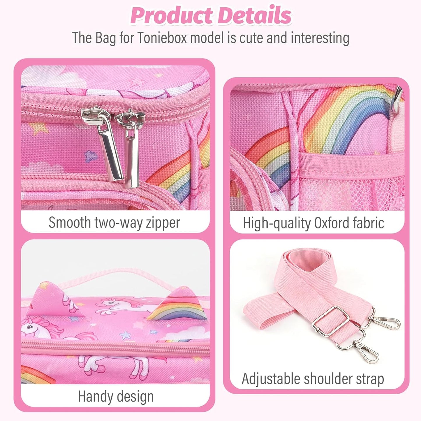 Kompatibel mit Tonies Tragetasche – Schutzhülle mit verstellbaren Trennwänden, Pink