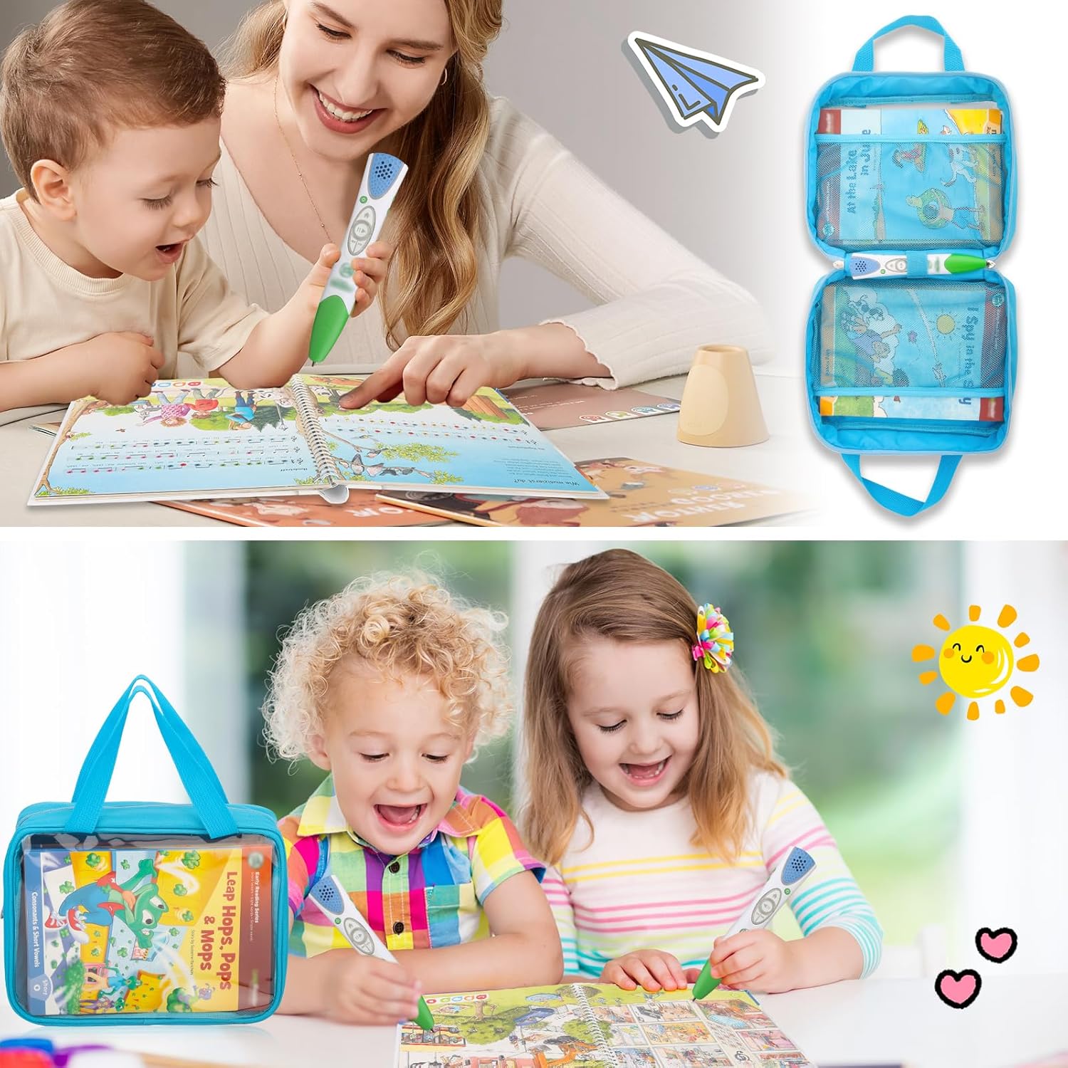 Carrying Case for Leapfrog LeapReader Reading and Writing System Leapfrog LeapReader,Portable Storage Bag with Handle(Blue)