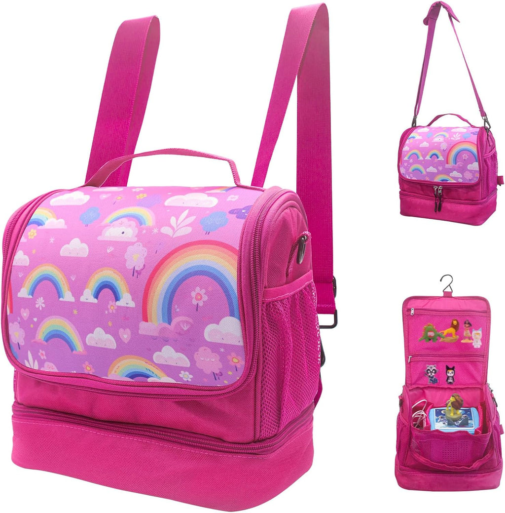 Carrying Case for Toniebox,Backpack Bag for Toniebox Starter Set , Tonie Figures ,Headphones and Charging Station, Portable Storage Bag with Shoulder Strap and Handle Bar, Hanging Storage (Pink)