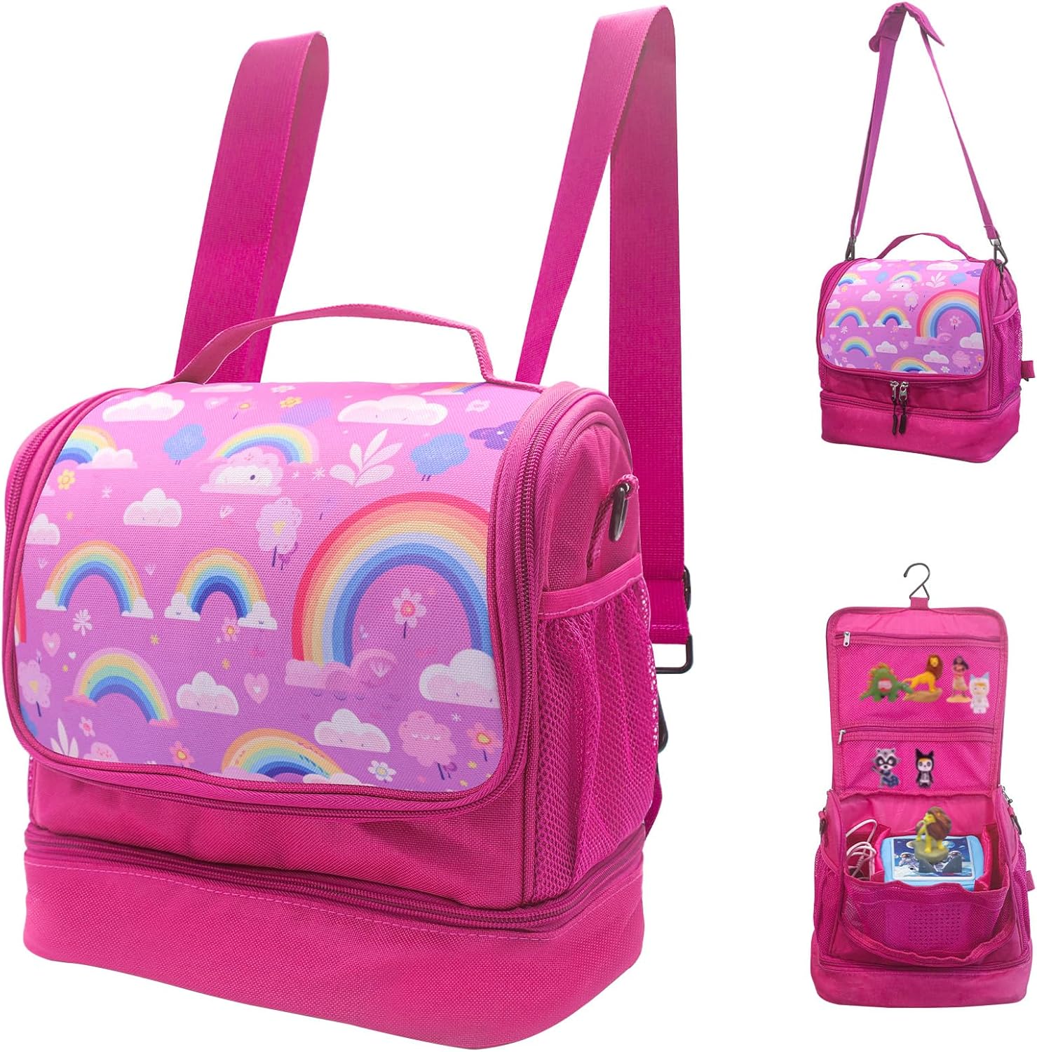 Carrying Case for Toniebox,Backpack Bag for Toniebox Starter Set , Tonie Figures ,Headphones and Charging Station, Portable Storage Bag with Shoulder Strap and Handle Bar, Hanging Storage (Pink)