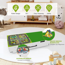 3-in-1 Lego-Tisch aus Holz mit Stauraum – Baustein-Spieltisch mit Rollen