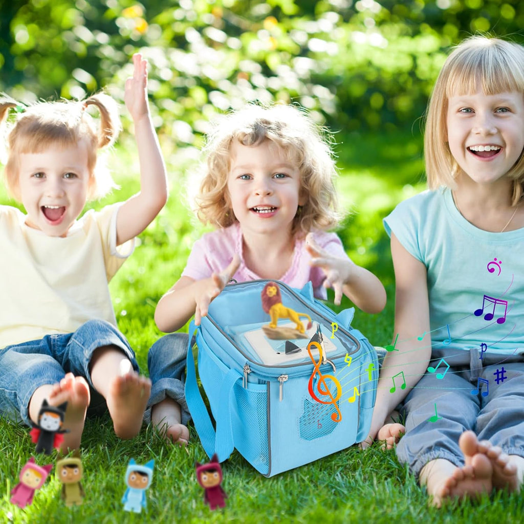 Carrying Case for Toniebox, Tonie Characters Figures, Toniebox Starter Set Headphones Charging Station Bag (Blue)