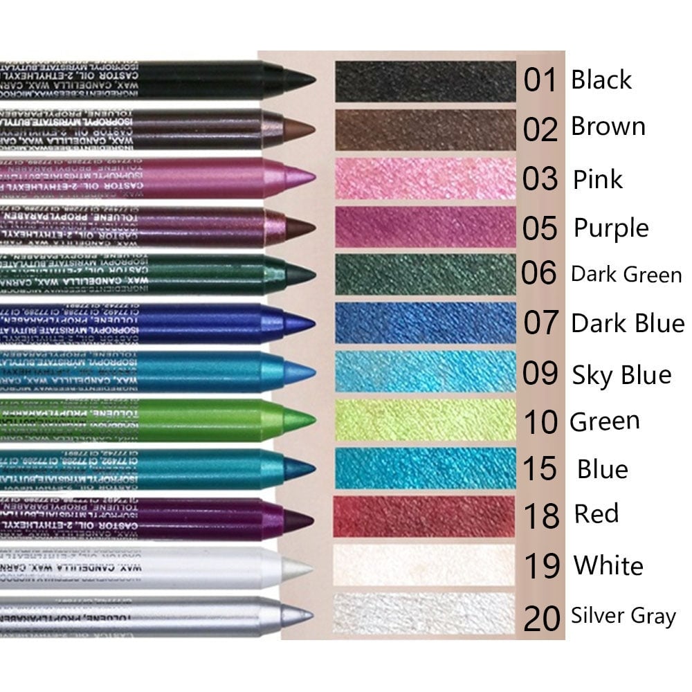 (🎁Last Day 49% OFF)14-Pack Eyeliner Pencil Waterproof Colored Gel Liners with Metallic & Shimmer Finishes Smudge-Proof
