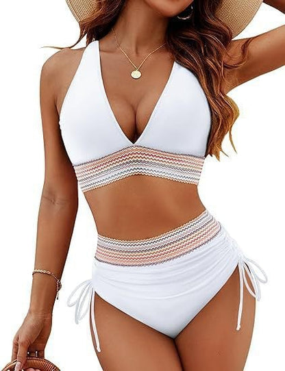(🎁Last Day 49% OFF)👙2026 High Waisted Tummy Control Color Block Bikini Sets