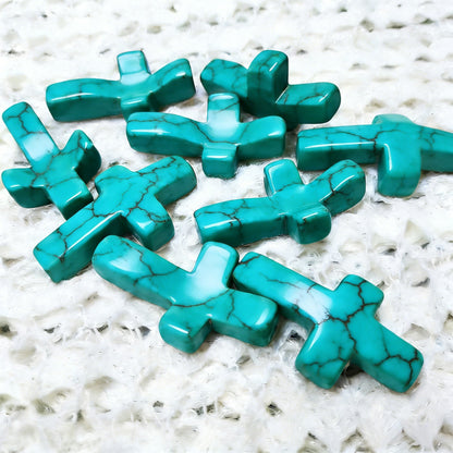 (🎁Last Day 49% OFF)✝️🍀Natural Turquoise Pocket Cross: Handcrafted for Peace & Serenity❤️