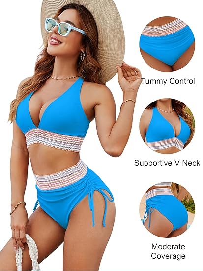 (🎁Last Day 49% OFF)👙2026 High Waisted Tummy Control Color Block Bikini Sets