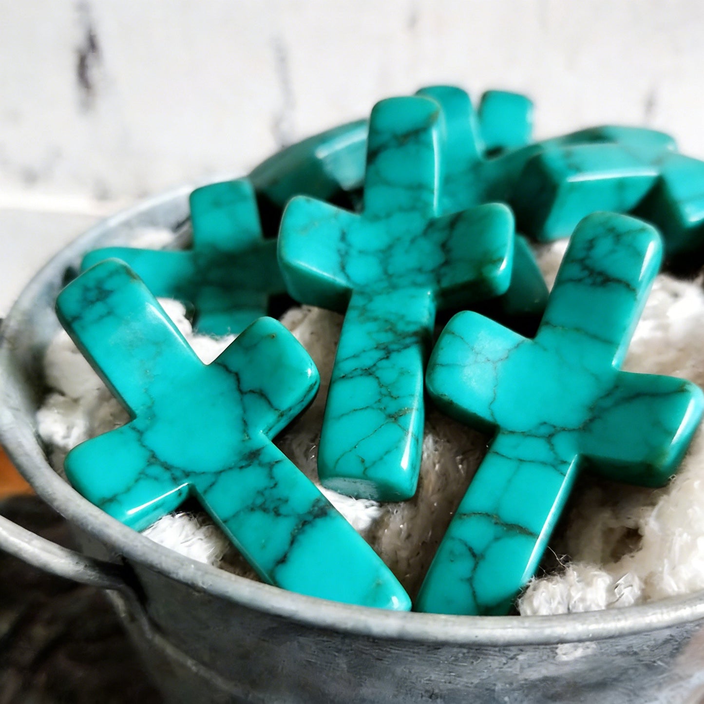 (🎁Last Day 49% OFF)✝️🍀Natural Turquoise Pocket Cross: Handcrafted for Peace & Serenity❤️